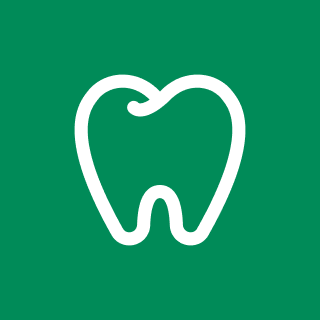 1 Simple white outline of a tooth on a solid green background.